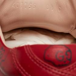 Pre Owned Gucci Red Leather Gucci Ghost Print Low Top Sneakers Size 42.5
