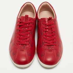 Pre Owned Gucci Red Leather Gucci Ghost Print Low Top Sneakers Size 42.5