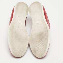 Pre Owned Gucci Red Leather Gucci Ghost Print Low Top Sneakers Size 42.5