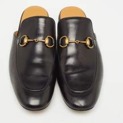 Pre Owned Gucci Black Leather Princetown Mules Size 43.5