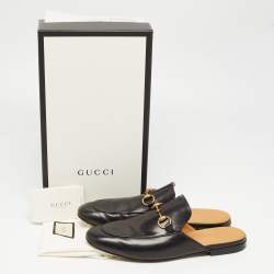 Pre Owned Gucci Black Leather Princetown Mules Size 43.5