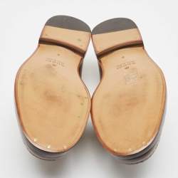 Gucci Brown Leather Logo Embellished Cara Loafers Size 42