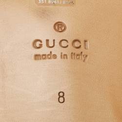 Gucci Brown Leather Logo Embellished Cara Loafers Size 42