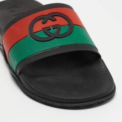 Gucci Tricolor Rubber Web Interlocking G Slides Size 44 