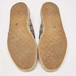 Pre Owned Gucci Beige/Navy Blue GG Canvas Espadrille Flats Size 38.5