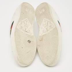 Gucci White Leather Ace Web Low Top Sneakers Size 42.5