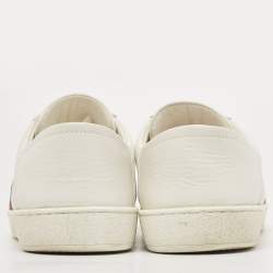 Gucci White Leather Ace Web Low Top Sneakers Size 42.5