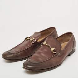 Gucci Brown Leather Jordaan Loafers Size 45