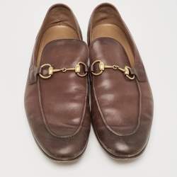 Gucci Brown Leather Jordaan Loafers Size 45