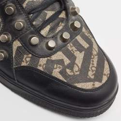 Gucci Black/Beige Geometric Print GG Supreme Canvas and Leather High Top Sneaker Size 43