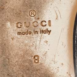 Pre Owned Gucci Navy Blue/Red Diamond GG Canvas and Fur Princetown Flat Mules Size 42