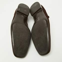 مملوكة مسبقًا Gucci Brown Suede Web Slip On Loafers Size 41 