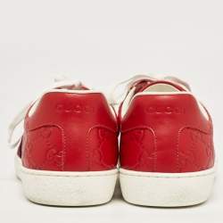Gucci Red Guccissima Leather Ace Sneakers Size 41.5