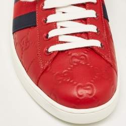 Gucci Red Guccissima Leather Ace Sneakers Size 41.5