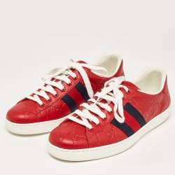Gucci Red Guccissima Leather Ace Sneakers Size 41.5