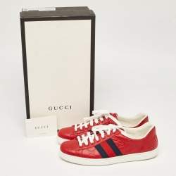 Gucci Red Guccissima Leather Ace Sneakers Size 41.5