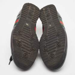 Gucci Black Leather Web Low Top Sneakers Size 44