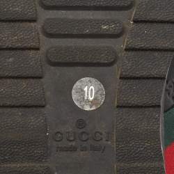 Gucci Black Leather Web Low Top Sneakers Size 44