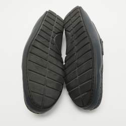 Gucci Navy Blue Guccissima Leather Slip On Loafers Size 40.5