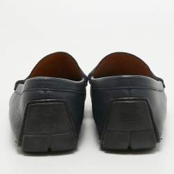 Gucci Navy Blue Guccissima Leather Slip On Loafers Size 40.5