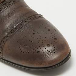 Gucci Brown Leather Lace Up Brogue Oxfords Size 44.5