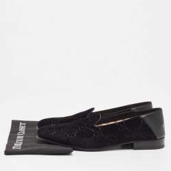 Gucci Black Guccissima Velvet And Leather Loafers Size 43