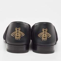 Gucci Black Guccissima Velvet And Leather Loafers Size 43