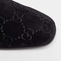 Gucci Black Guccissima Velvet And Leather Loafers Size 43