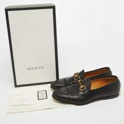 Gucci Black Leather Jordaan Loafers Size 40.5