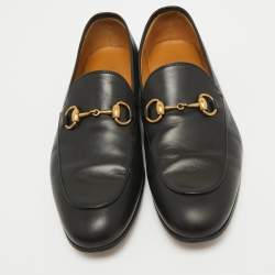 Gucci Black Leather Jordaan Loafers Size 40.5