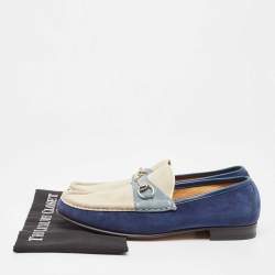 Gucci Tricolor Suede Horsebit Slip On Loafers Size 43