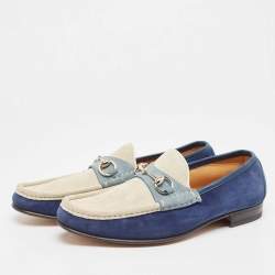 Gucci Tricolor Suede Horsebit Slip On Loafers Size 43