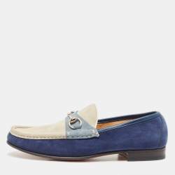 Gucci Tricolor Suede Horsebit Slip On Loafers Size 43