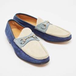 Gucci Tricolor Suede Horsebit Slip On Loafers Size 43