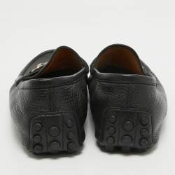 Pre Owned Gucci Black Leather Horsebit Slip On Loafers Size 40.5