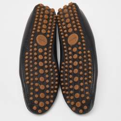 Gucci Black Leather Web Slip On Loafers Size 44