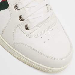 Gucci White Leather Web Detail High Top Sneakers Size 41.5