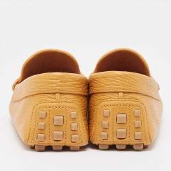 Pre Owned Gucci Yellow Leather Horsebit Slip On Loafers Size 42