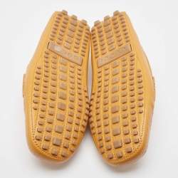 Pre Owned Gucci Yellow Leather Horsebit Slip On Loafers Size 42