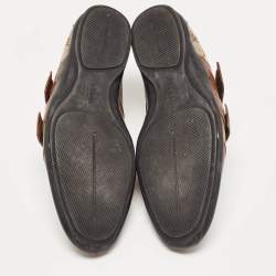 Gucci Brown/Beige Leather and GG Canvas Velcro Sneakers Size 43