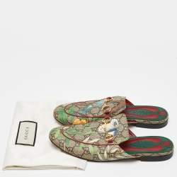 Gucci Multicolor Tian Print GG Supreme Canvas Princetown Horsebit Mules Size 37