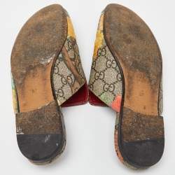 Gucci Multicolor Tian Print GG Supreme Canvas Princetown Horsebit Mules Size 37