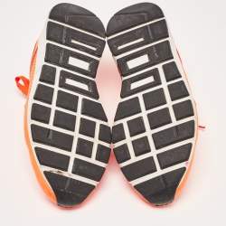Gucci Neon Orange Perforated Leather Low Top Sneakers Size 40.5