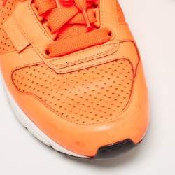 Gucci Neon Orange Perforated Leather Low Top Sneakers Size 40.5
