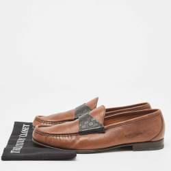 Gucci Brown Leather Slip On Loafers Size 42
