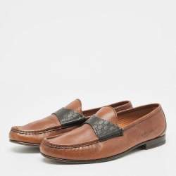 Gucci Brown Leather Slip On Loafers Size 42