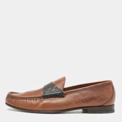 Gucci Brown Leather Slip On Loafers Size 42