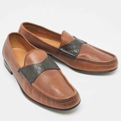 Gucci Brown Leather Slip On Loafers Size 42