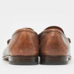 Gucci Brown Leather Slip On Loafers Size 42