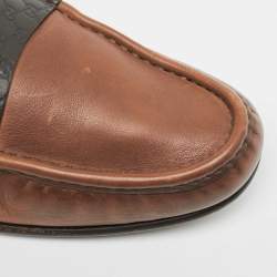 Gucci Brown Leather Slip On Loafers Size 42
